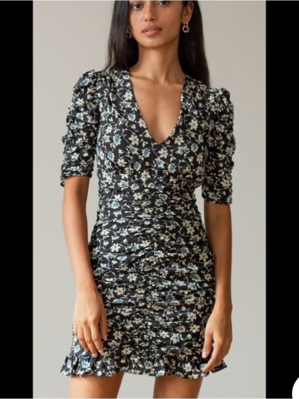 Veronica Beard Josephine Black Floral Ruched Dress - Size 2
